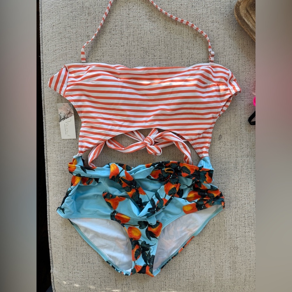 Striped and Floral Women's Swim Set